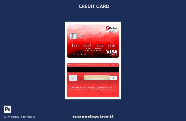 modello di carta classico per visto bancario USA Texas Point Credit Union in sti